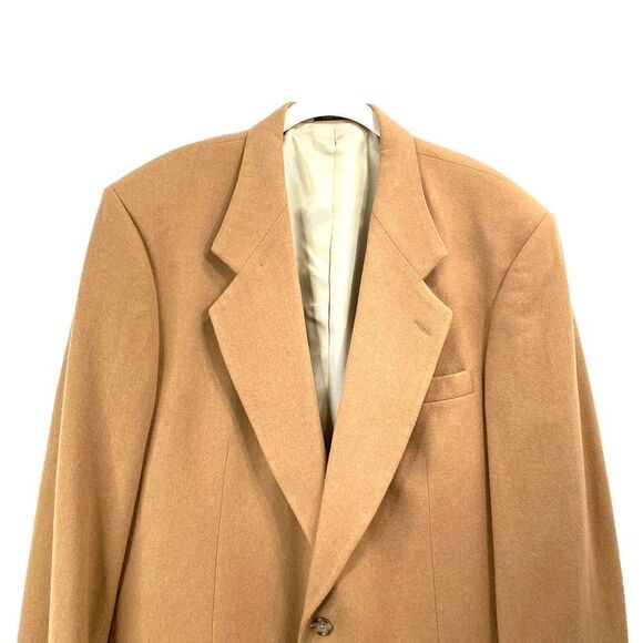 Oscar De La Renta wool cashmere blend suit jacket blazer Sz 44L camel caramel - Picture 5 of 10